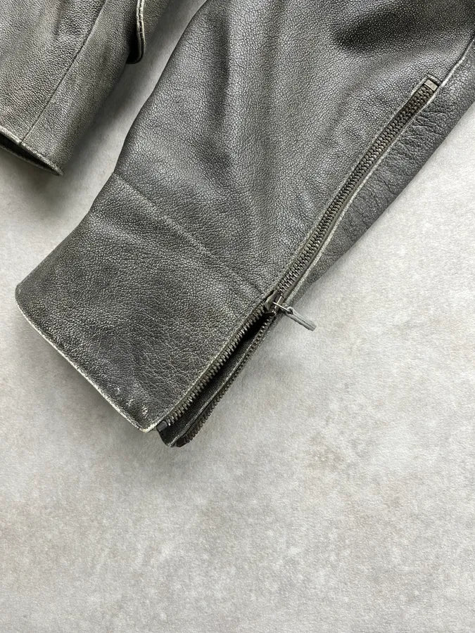 2010s Alexander McQueen Faded Grey Leather Belted Jacket sSPqbCX 9
