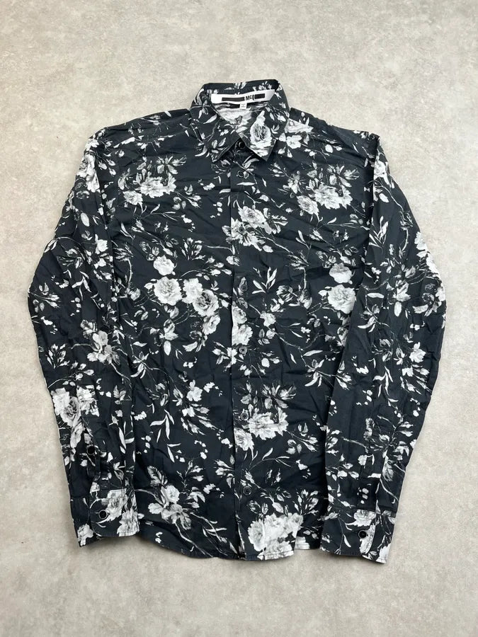 2010s Alexander McQueen Floral Black & White Shirt xsVBpLt 3