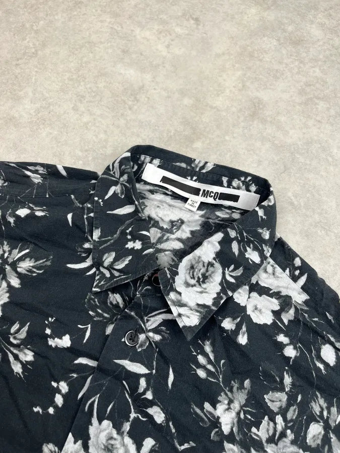 2010s Alexander McQueen Floral Black & White Shirt xsVBpLt 4