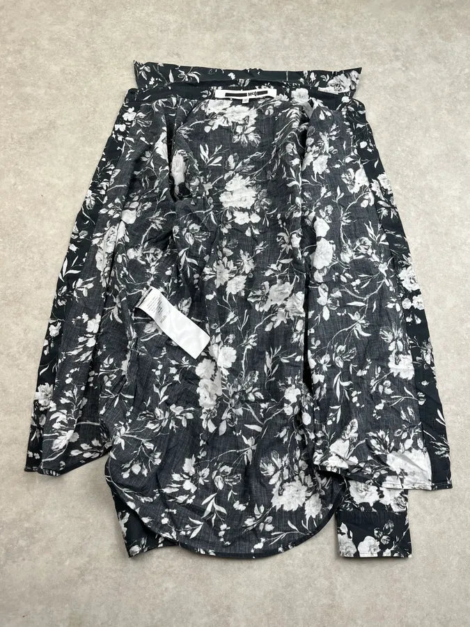 2010s Alexander McQueen Floral Black & White Shirt xsVBpLt 7