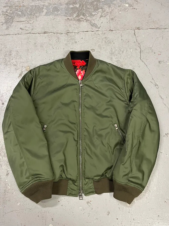 2010s Alexander McQueen Floral Green Bomber Jacket oTSQHza 0