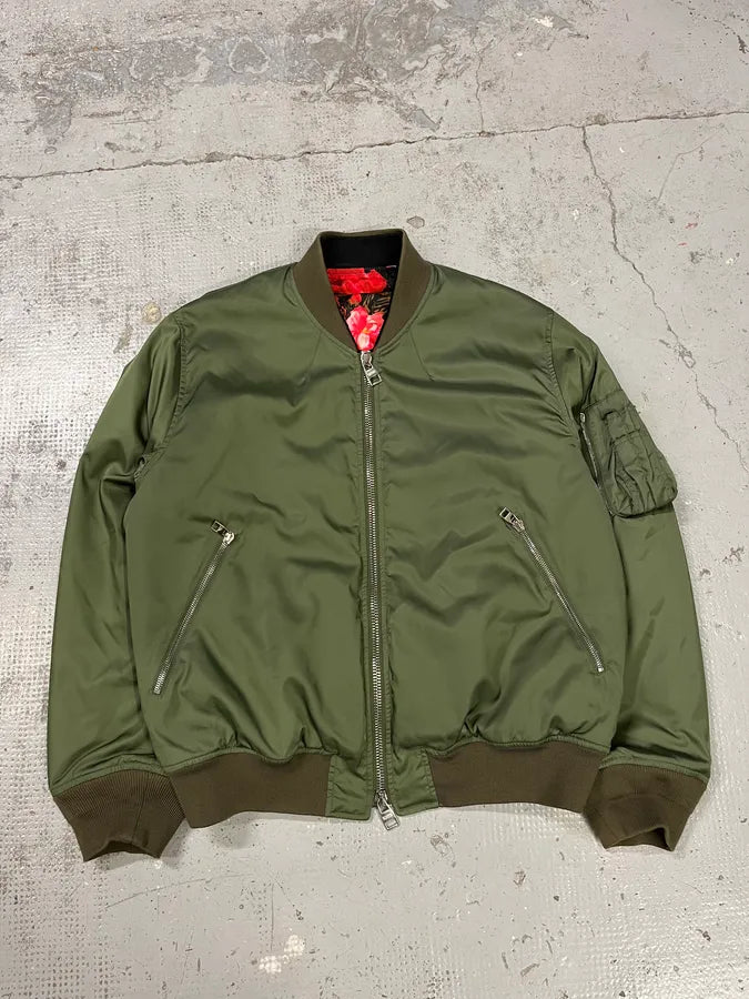 2010s Alexander McQueen Floral Green Bomber Jacket oTSQHza 4
