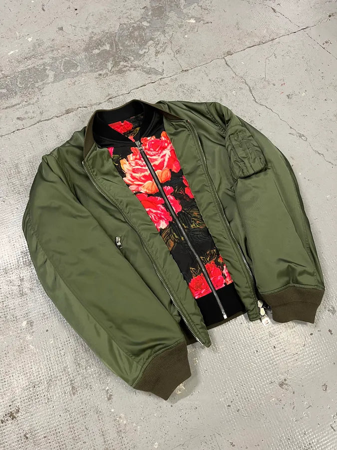 2010s Alexander McQueen Floral Green Bomber Jacket oTSQHza 5