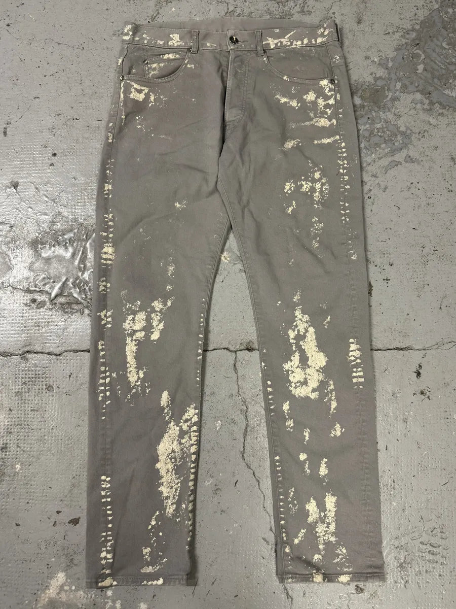 2010s Alexander Mcqueen Painted Abstract Grey Pants msvtunv 0