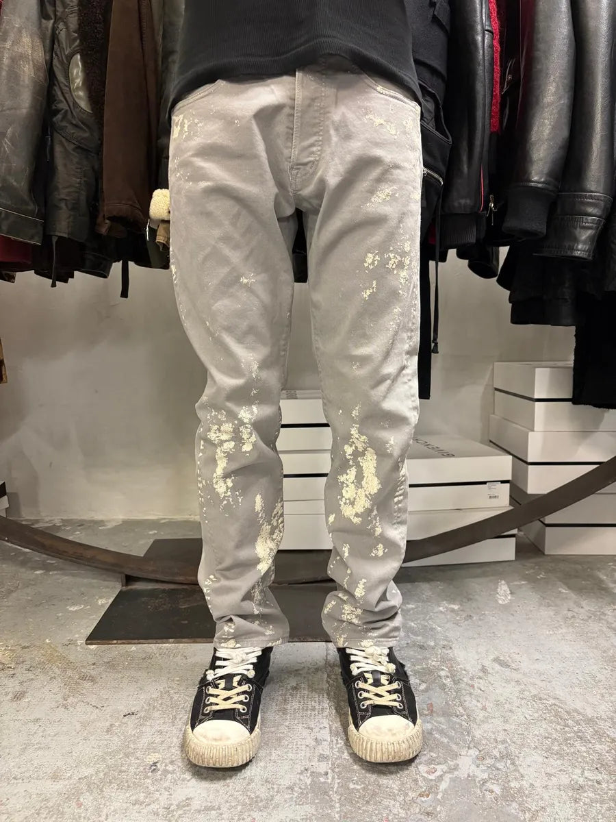 2010s Alexander Mcqueen Painted Abstract Grey Pants msvtunv 2