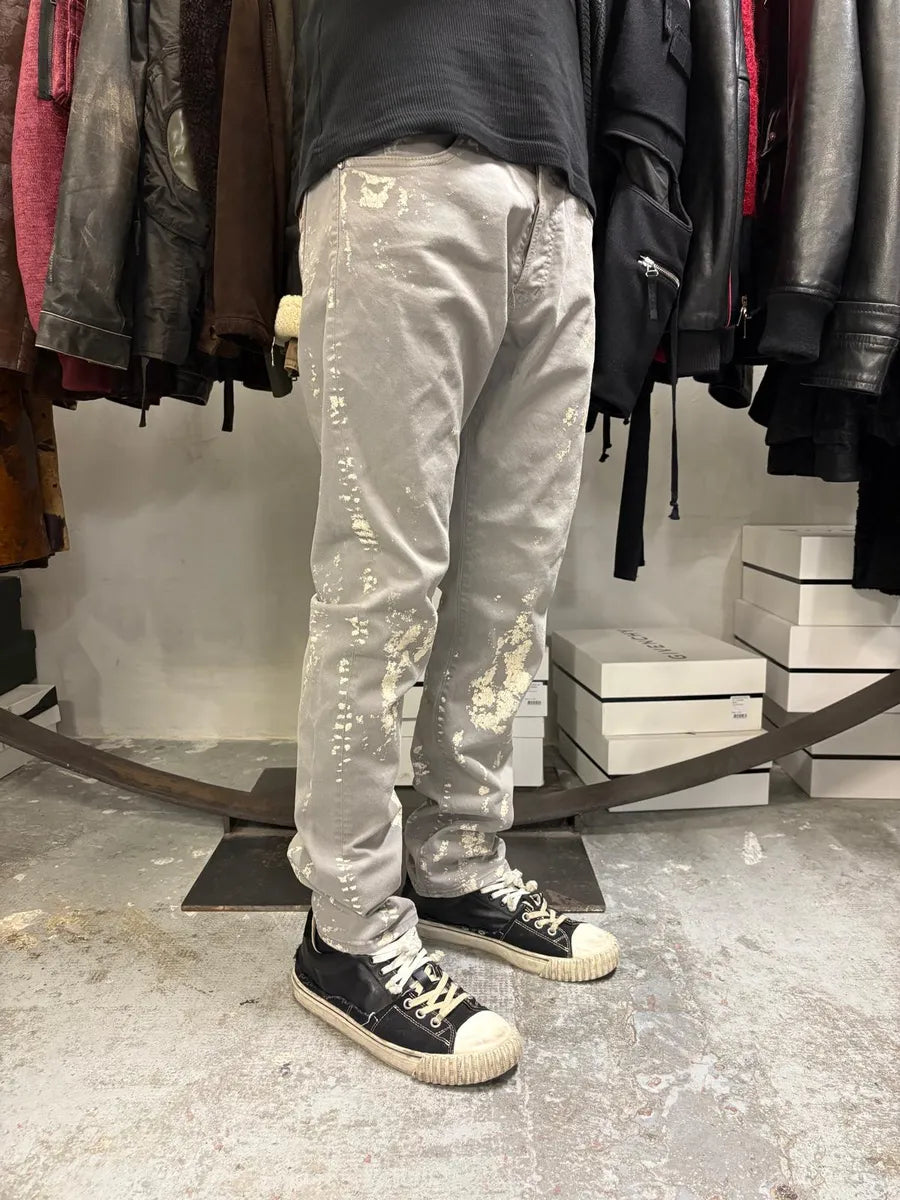 2010s Alexander Mcqueen Painted Abstract Grey Pants msvtunv 3