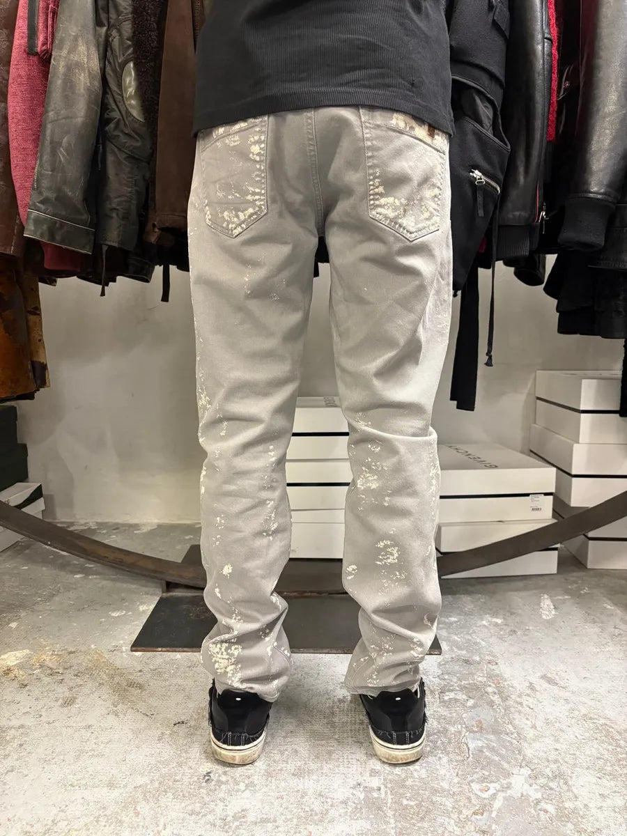 2010s Alexander Mcqueen Painted Abstract Grey Pants msvtunv 4