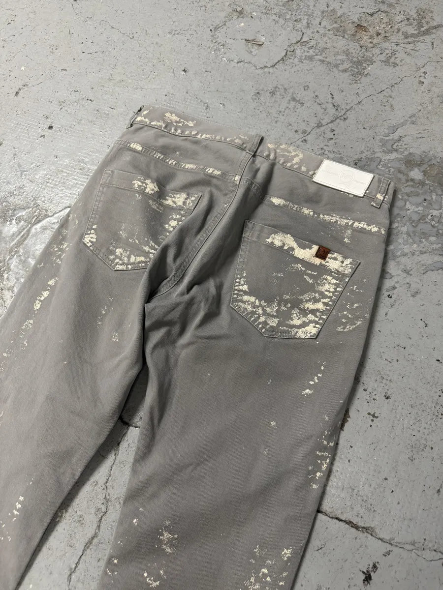2010s Alexander Mcqueen Painted Abstract Grey Pants msvtunv 6