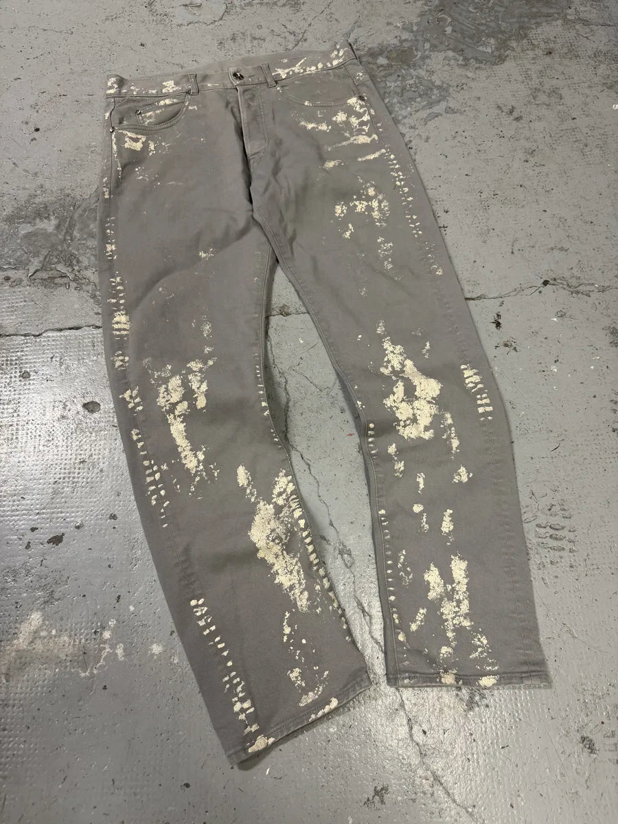 2010s Alexander Mcqueen Painted Abstract Grey Pants msvtunv 7