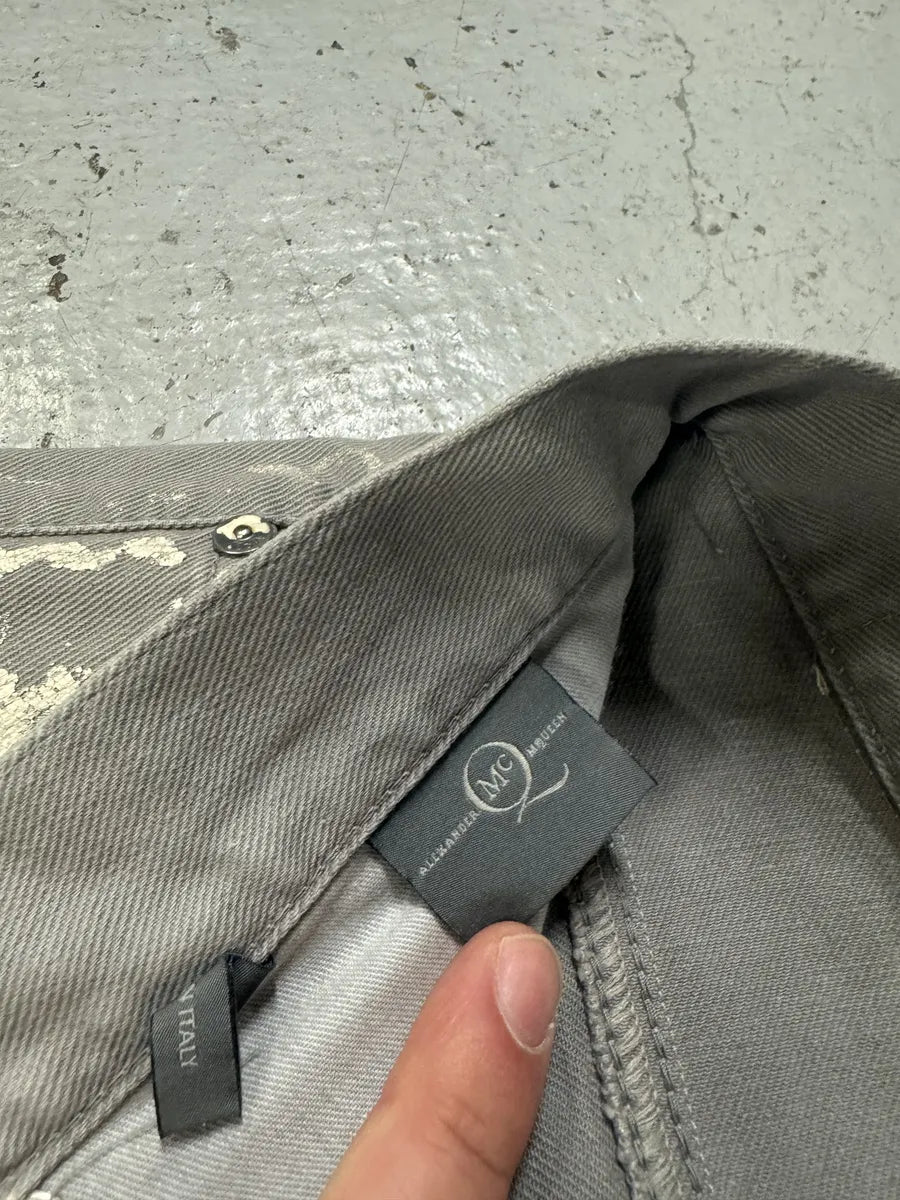 2010s Alexander Mcqueen Painted Abstract Grey Pants msvtunv 9