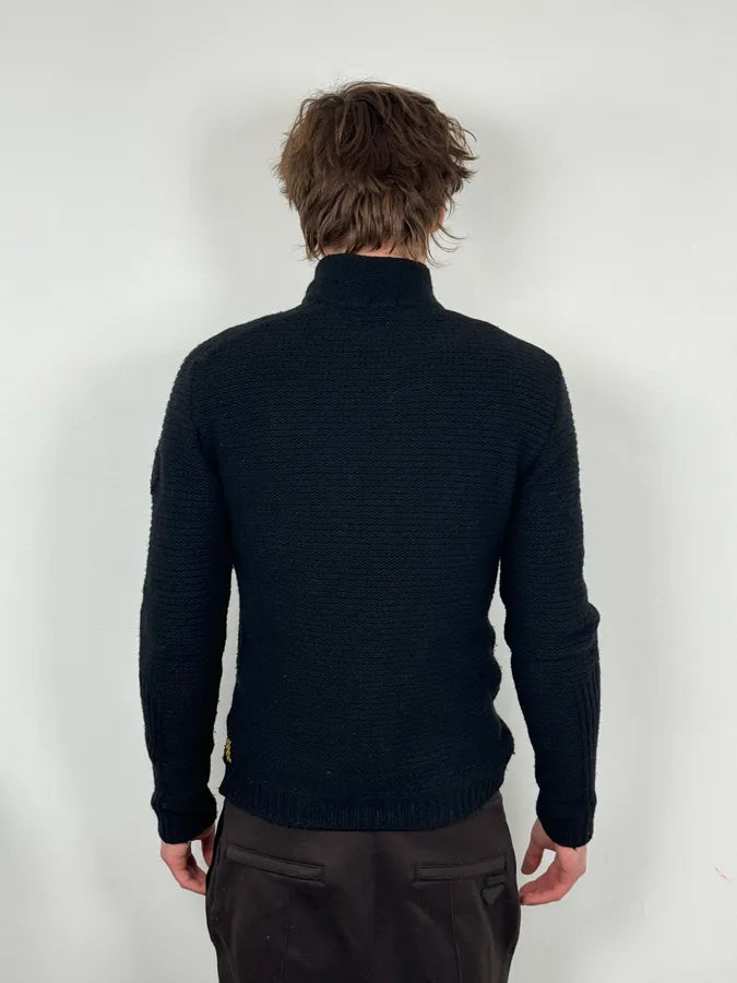 2010s Armani Asymmetrical Black Wool Zip-up Sweater fjtqVNq 2