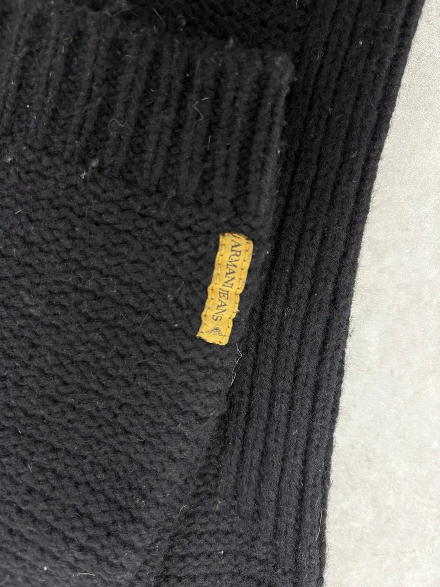 2010s Armani Asymmetrical Black Wool Zip-up Sweater fjtqVNq 6