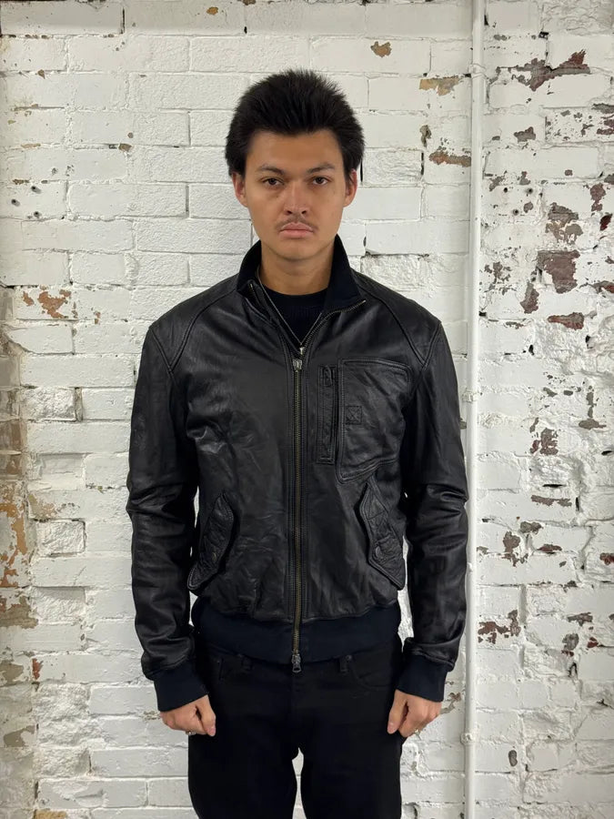 2010s Armani Black Utility Biker Leather Jacket dxFkJxU 1