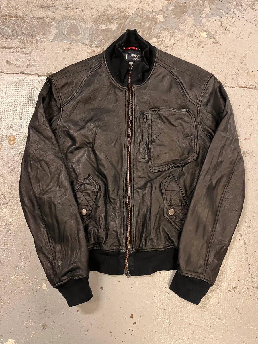 2010s Armani Black Utility Biker Leather Jacket dxFkJxU 3