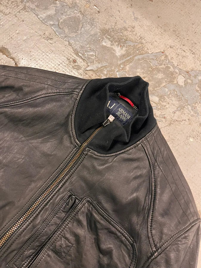 2010s Armani Black Utility Biker Leather Jacket dxFkJxU 4