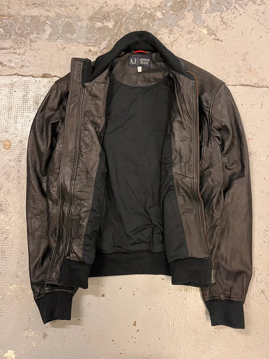 2010s Armani Black Utility Biker Leather Jacket dxFkJxU 8