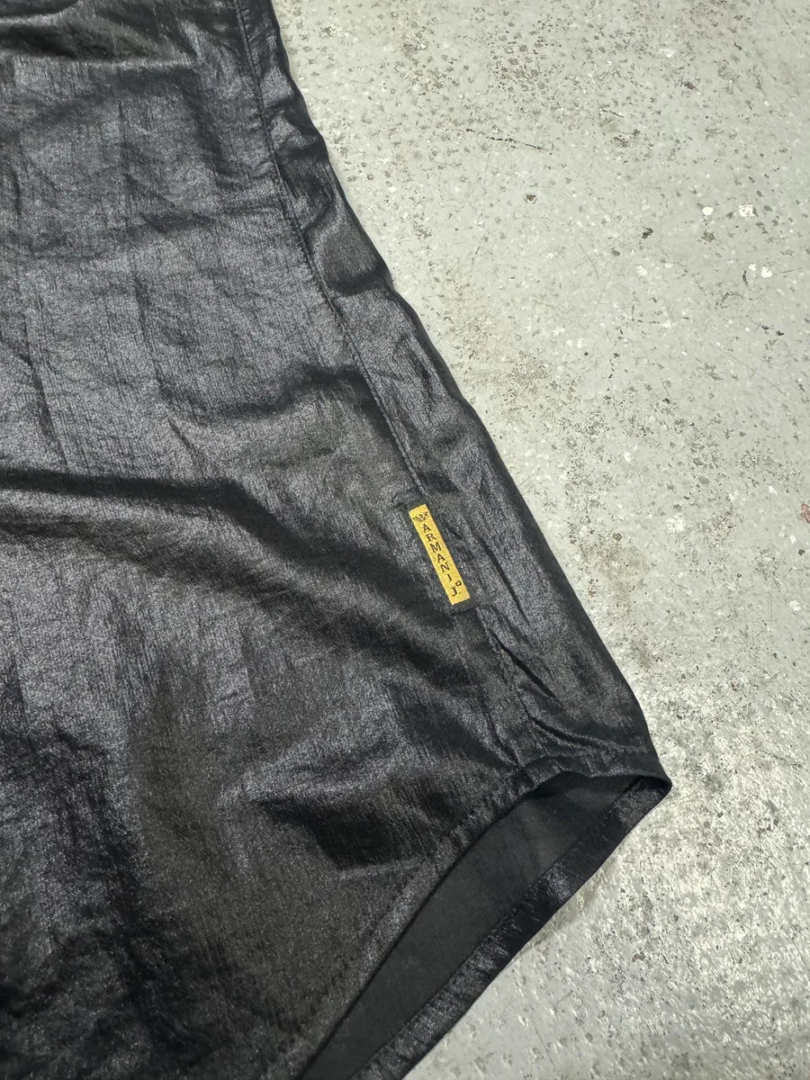 2010s Armani Black Waxed Effect Short Sleeves Shirt RgOAVKk 7