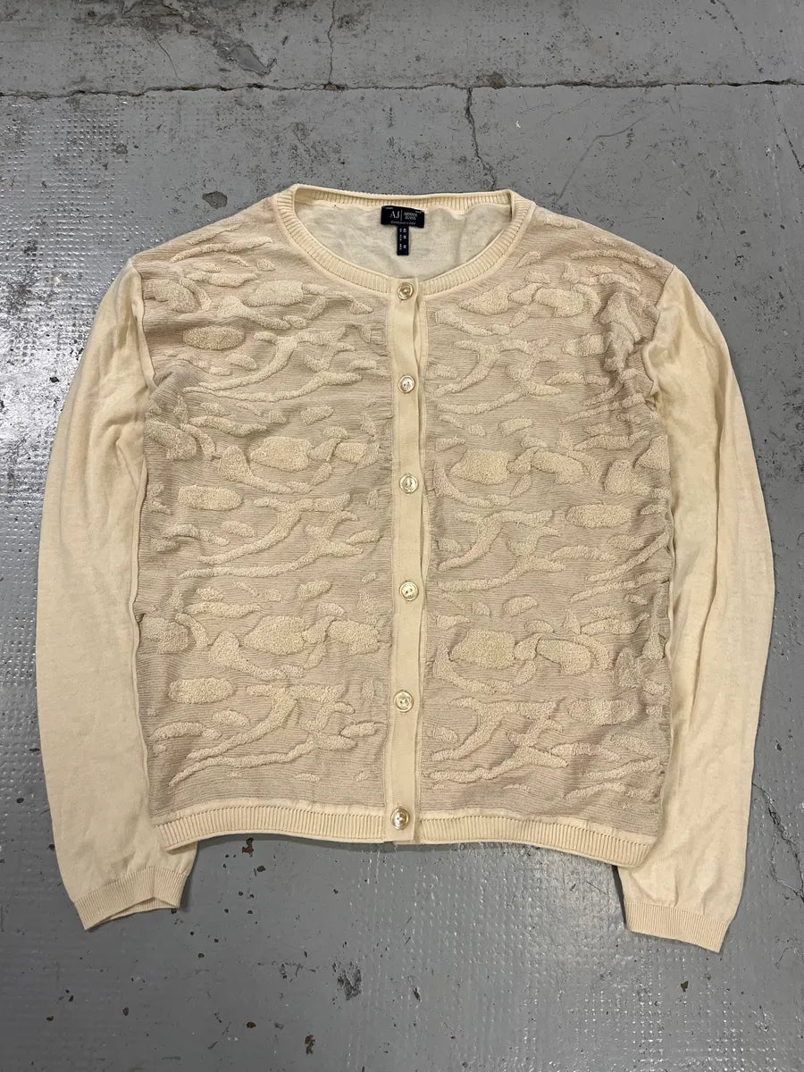 2010s Armani Camo Embroidered Cream Cardigan cixujbX 2