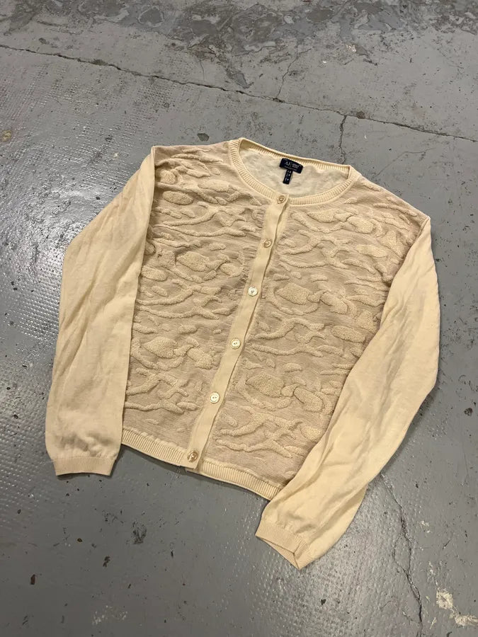 2010s Armani Camo Embroidered Cream Cardigan cixujbX 3