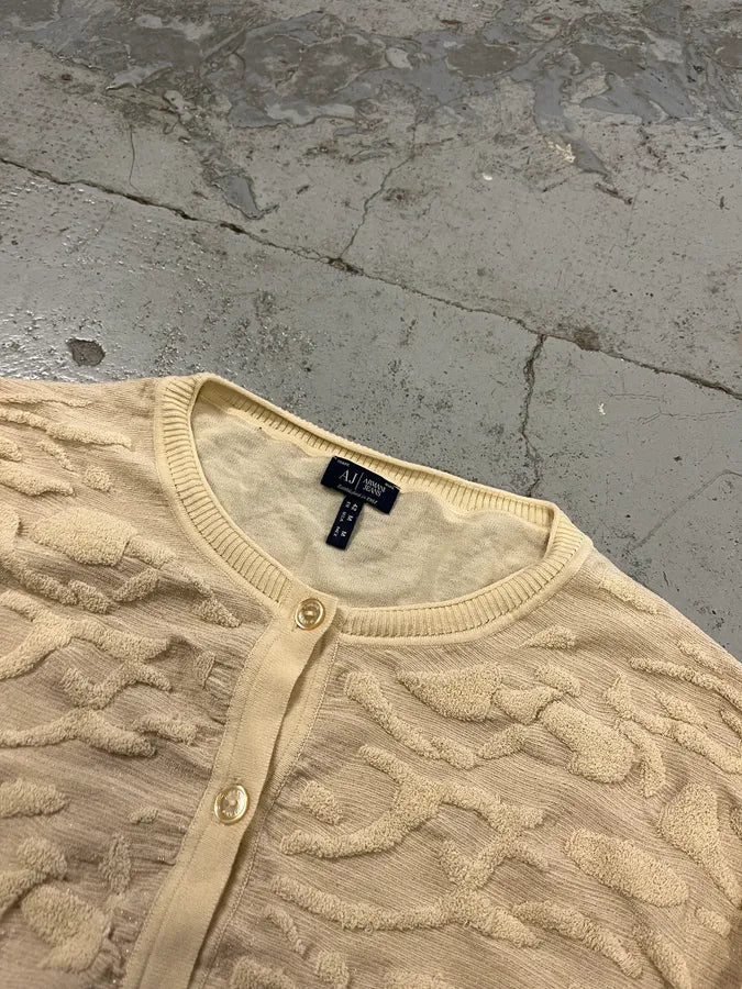 2010s Armani Camo Embroidered Cream Cardigan cixujbX 4