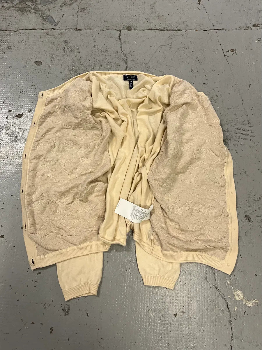 2010s Armani Camo Embroidered Cream Cardigan cixujbX 7