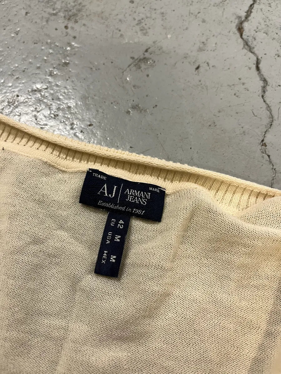 2010s Armani Camo Embroidered Cream Cardigan cixujbX 8
