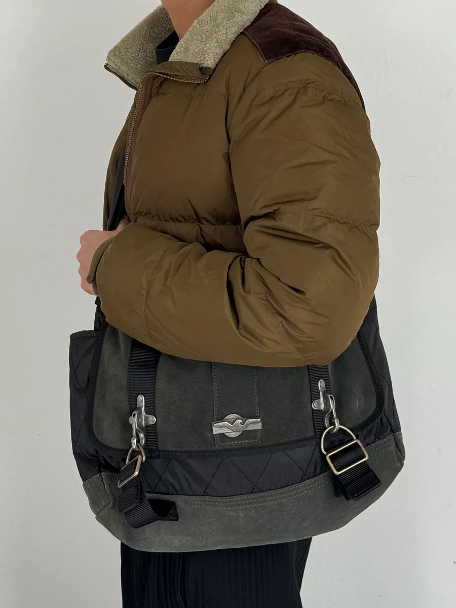 2010s Armani Dark Green Suede Hybrid Shoulder Bag UOmgQnU 1