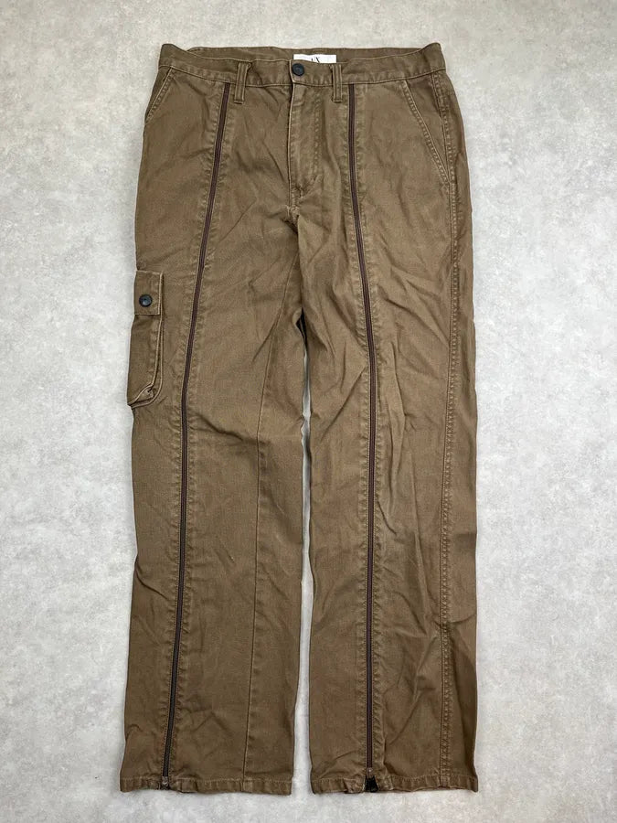 2010s Armani Full Zip Aviator Brown Cargo Pants oXkwYaP 3