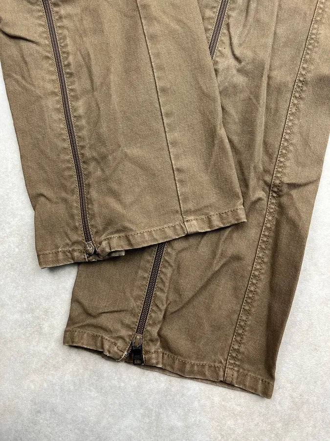 2010s Armani Full Zip Aviator Brown Cargo Pants oXkwYaP 7