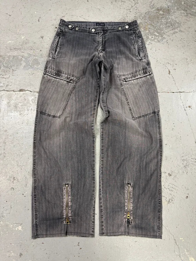 2010s Armani Grey Faded Oversized Cargo Pants lmlaxWf 0
