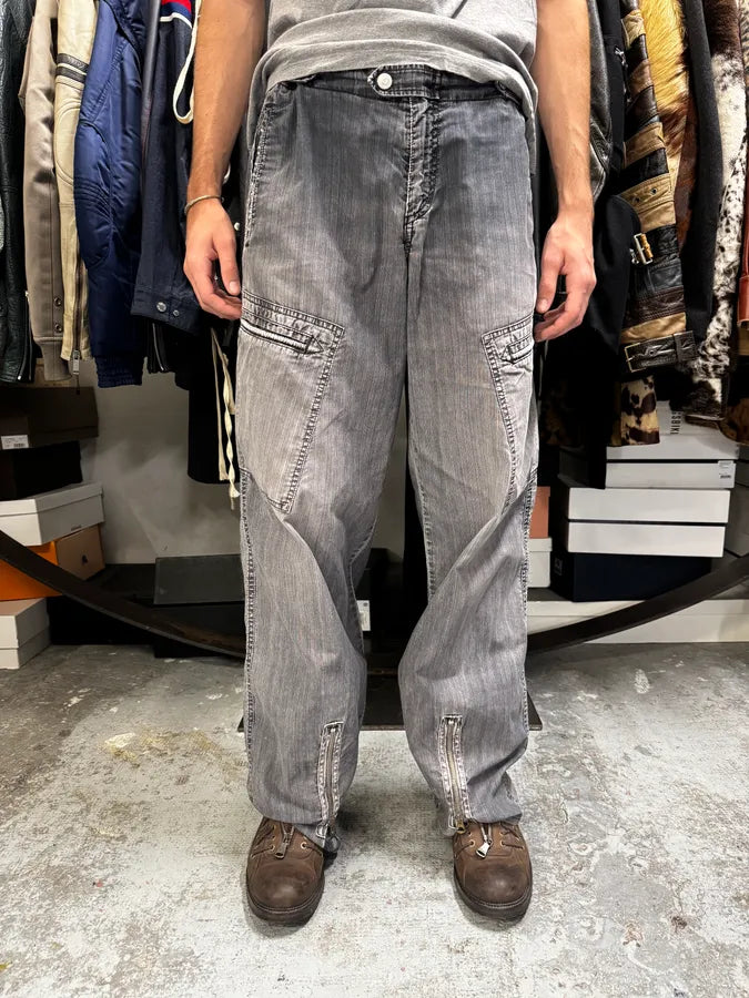 2010s Armani Grey Faded Oversized Cargo Pants lmlaxWf 0