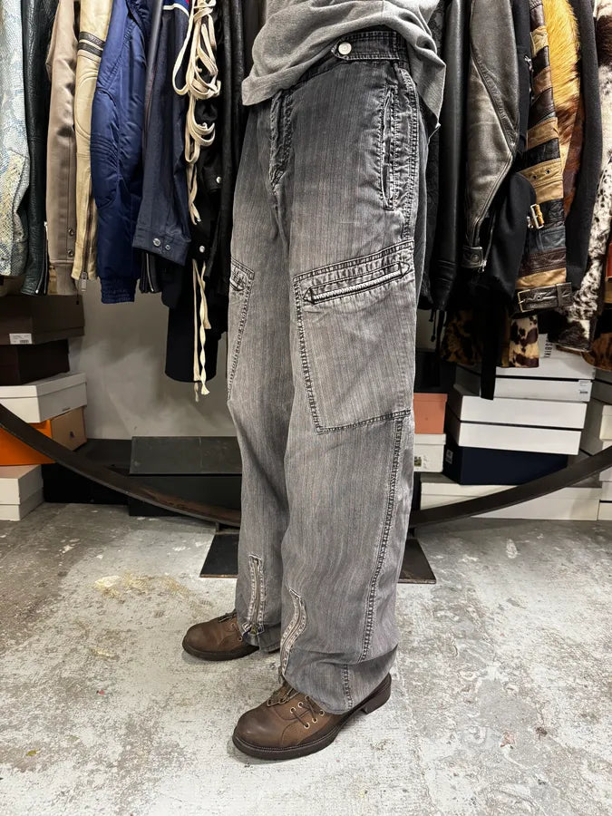 2010s Armani Grey Faded Oversized Cargo Pants lmlaxWf 1