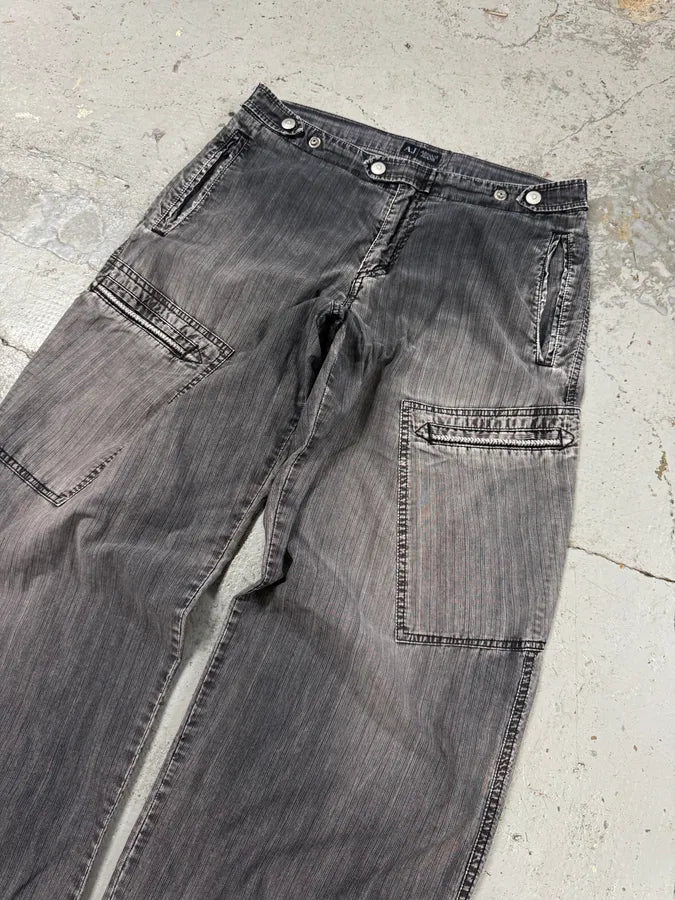 2010s Armani Grey Faded Oversized Cargo Pants lmlaxWf 4