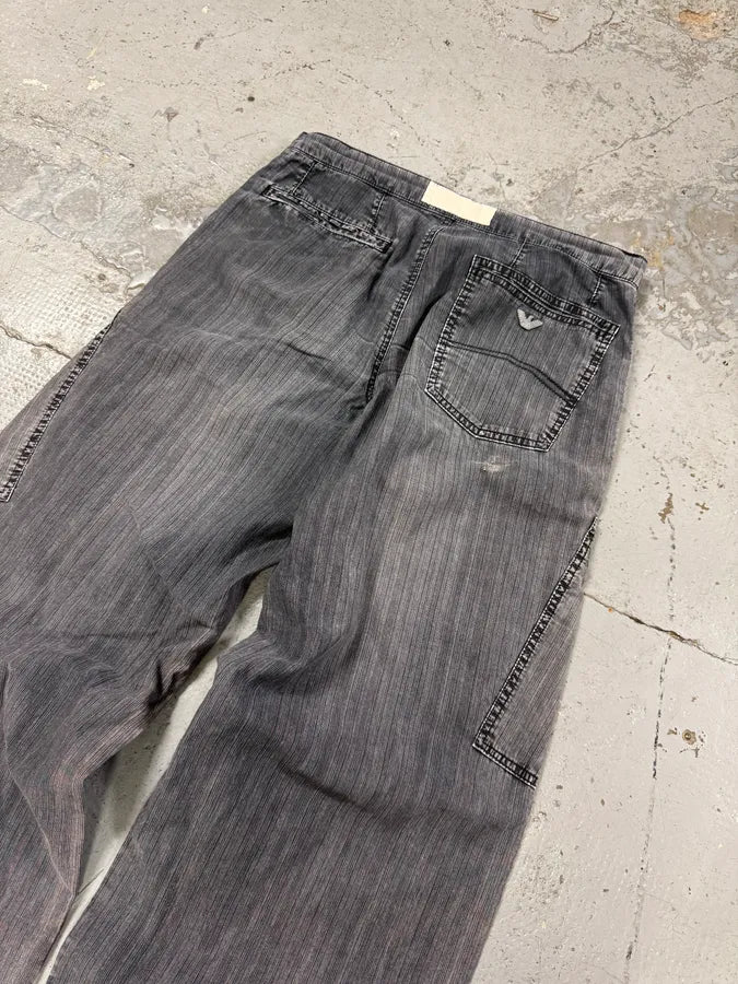2010s Armani Grey Faded Oversized Cargo Pants lmlaxWf 7