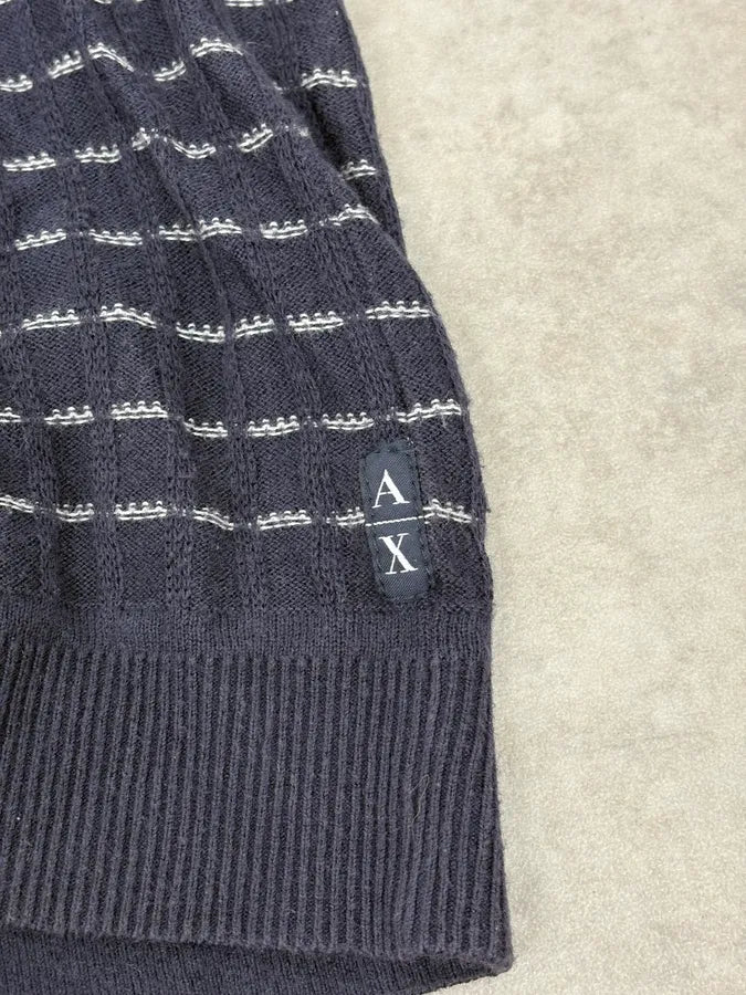 2010s Armani Navy & White Gradient Abstract Light Sweater TgRZAhX 7