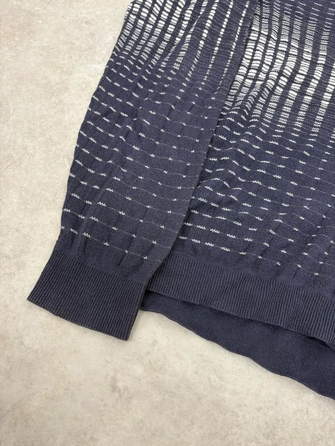 2010s Armani Navy & White Gradient Abstract Light Sweater TgRZAhX 6