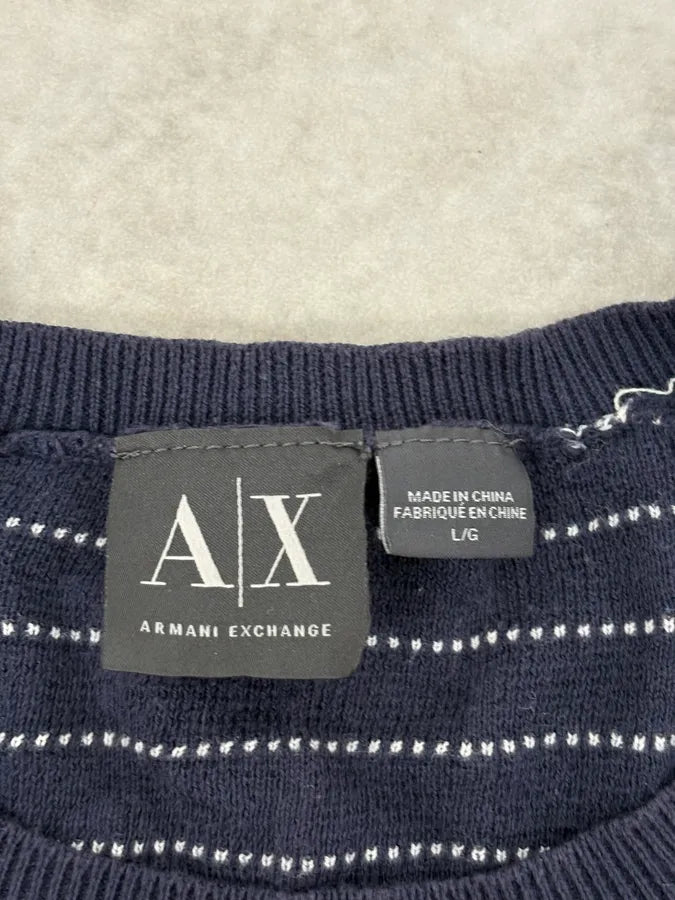 2010s Armani Navy & White Gradient Abstract Light Sweater TgRZAhX 8