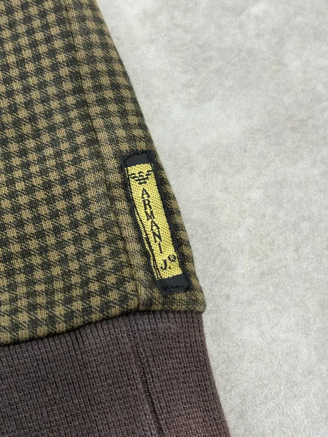2010s Armani Olive Checkered Zip-up Hoodie tzyQJZt 10