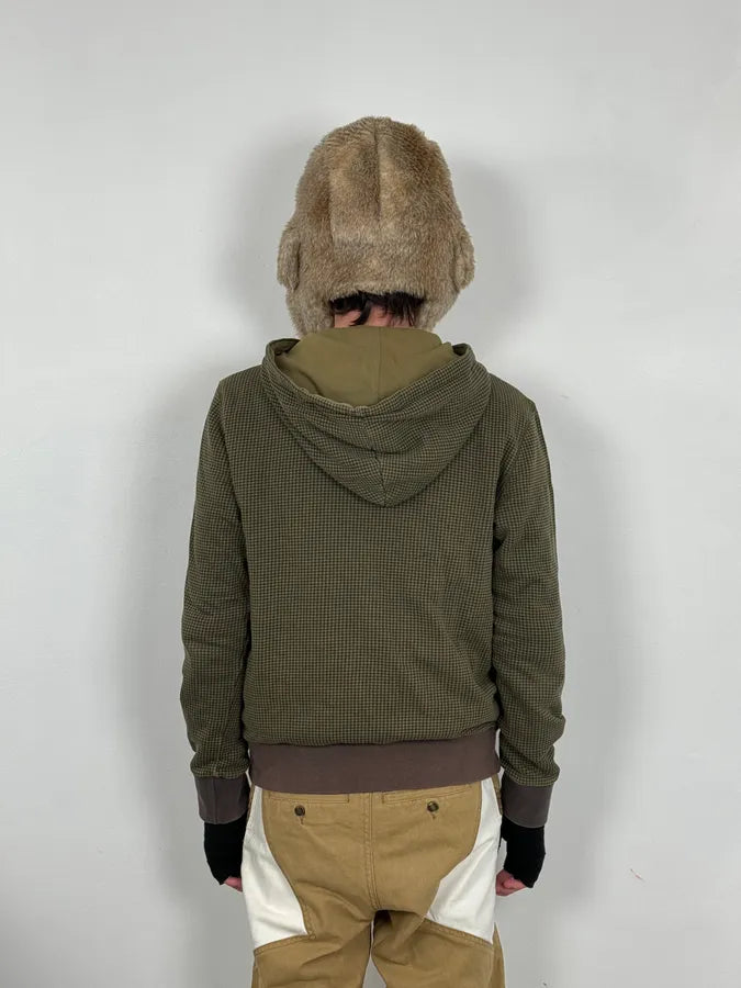 2010s Armani Olive Checkered Zip-up Hoodie tzyQJZt 2