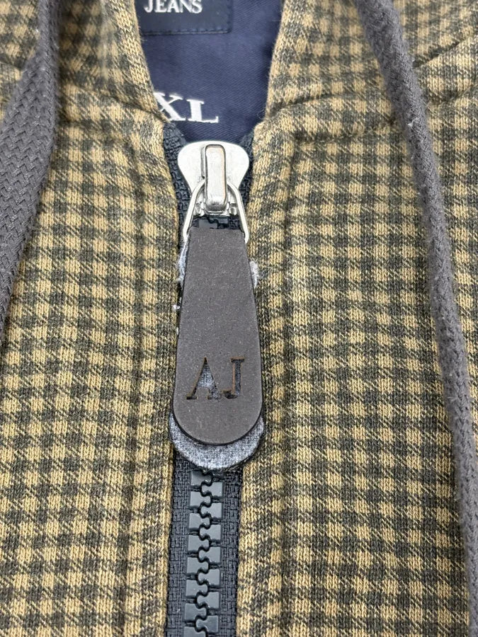 2010s Armani Olive Checkered Zip-up Hoodie tzyQJZt 8