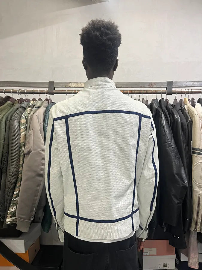2010s Armani White & Blue Lined Ricing Jacket HkjUKUN 4