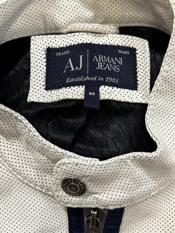 2010s Armani White & Blue Lined Ricing Jacket HkjUKUN 9