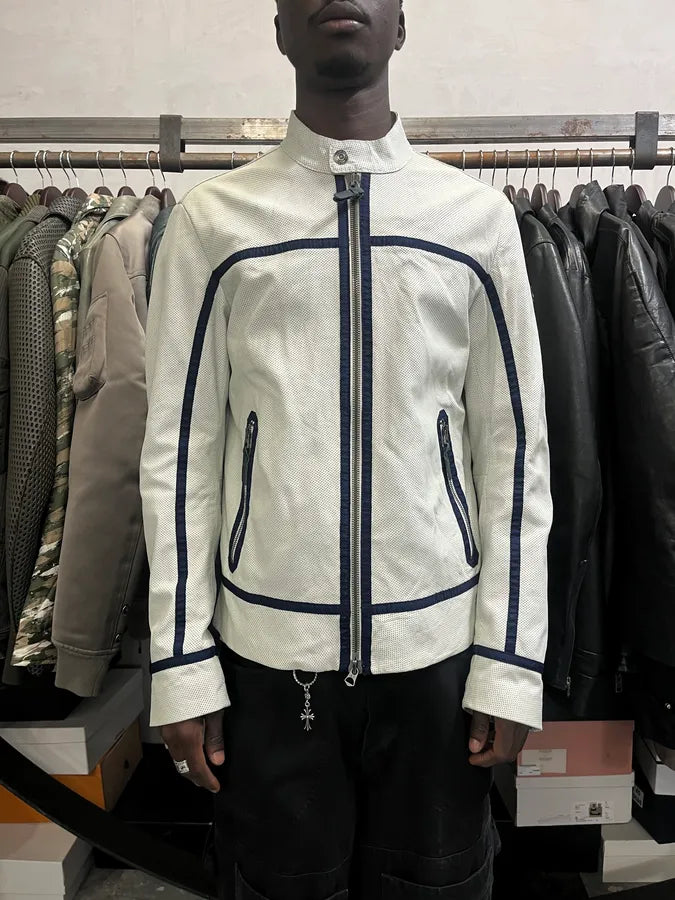2010s Armani White & Blue Lined Ricing Jacket HkjUKUN 1