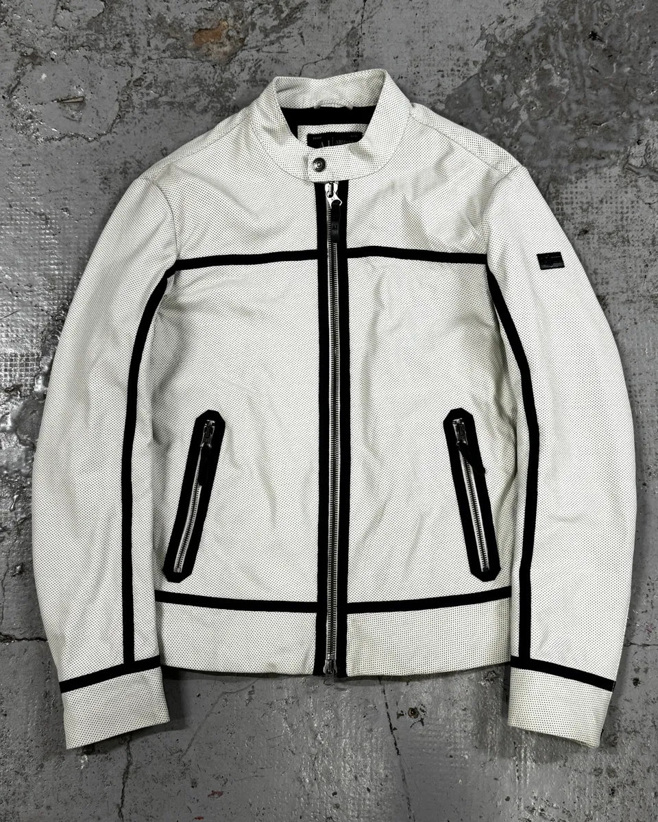 2010s Armani White & Blue Lined Ricing Jacket HkjUKUN 0