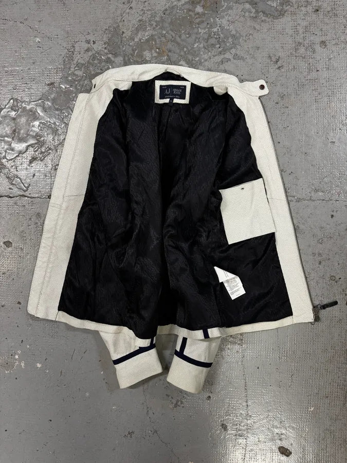 2010s Armani White & Blue Lined Ricing Jacket HkjUKUN 6