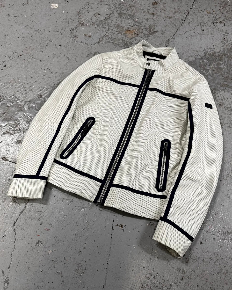 2010s Armani White & Blue Lined Ricing Jacket HkjUKUN 2