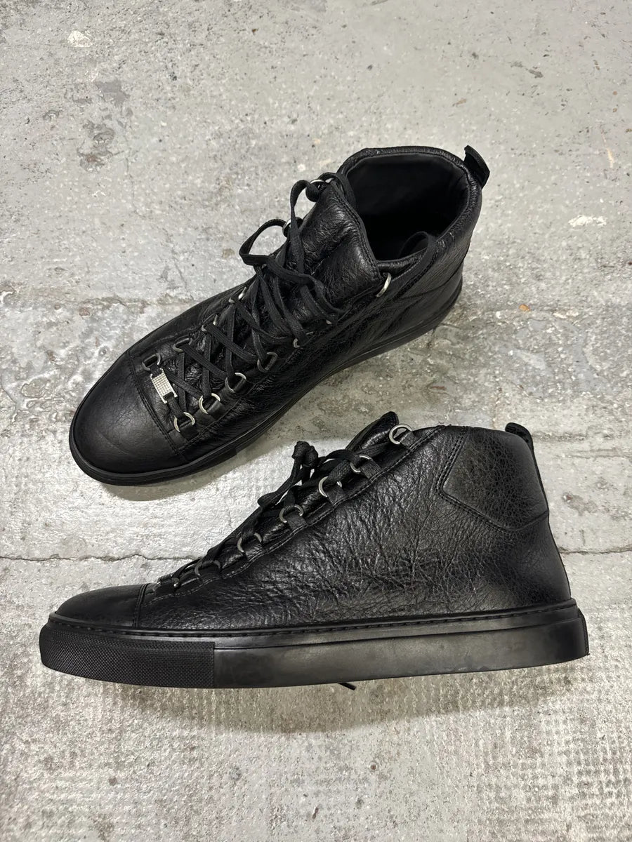 2010s Balenciaga Arena Black Cracked Leather High Top Sneakers GbwHptw 1