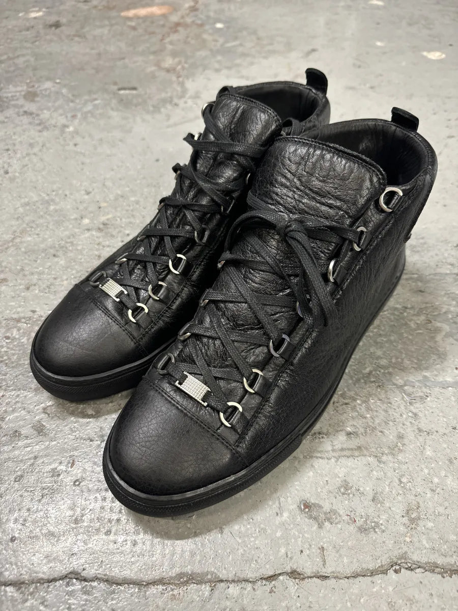 2010s Balenciaga Arena Black Cracked Leather High Top Sneakers GbwHptw 2