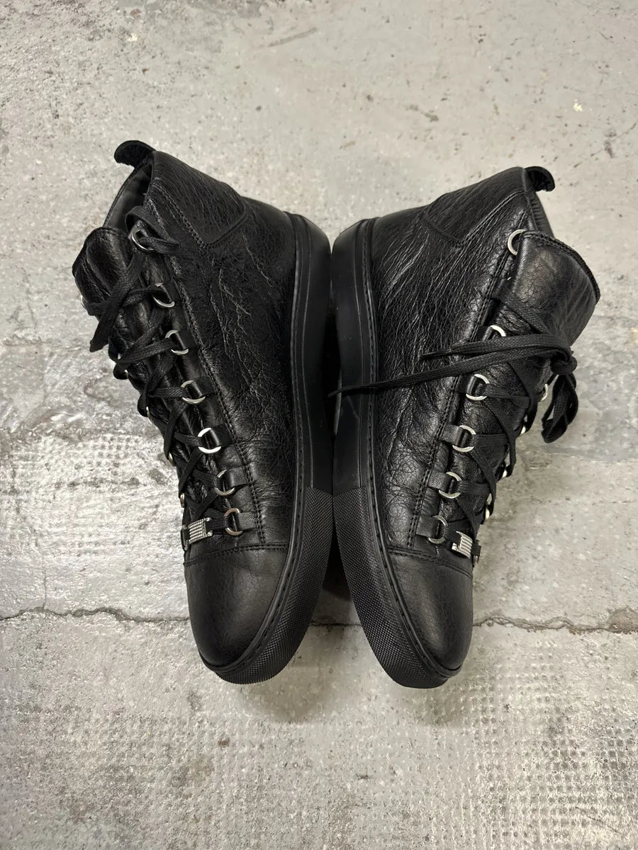 2010s Balenciaga Arena Black Cracked Leather High Top Sneakers GbwHptw 3