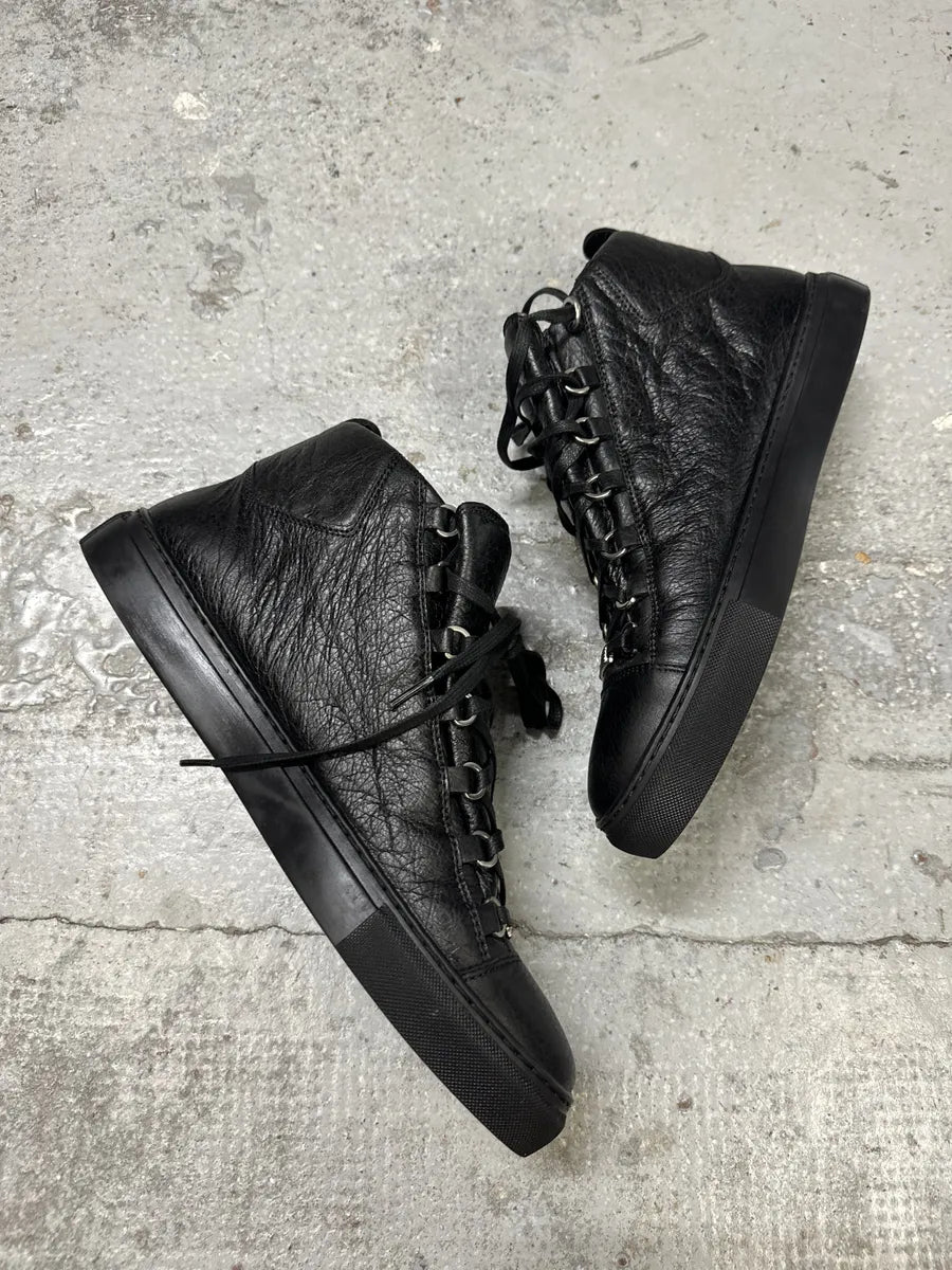 2010s Balenciaga Arena Black Cracked Leather High Top Sneakers GbwHptw 4